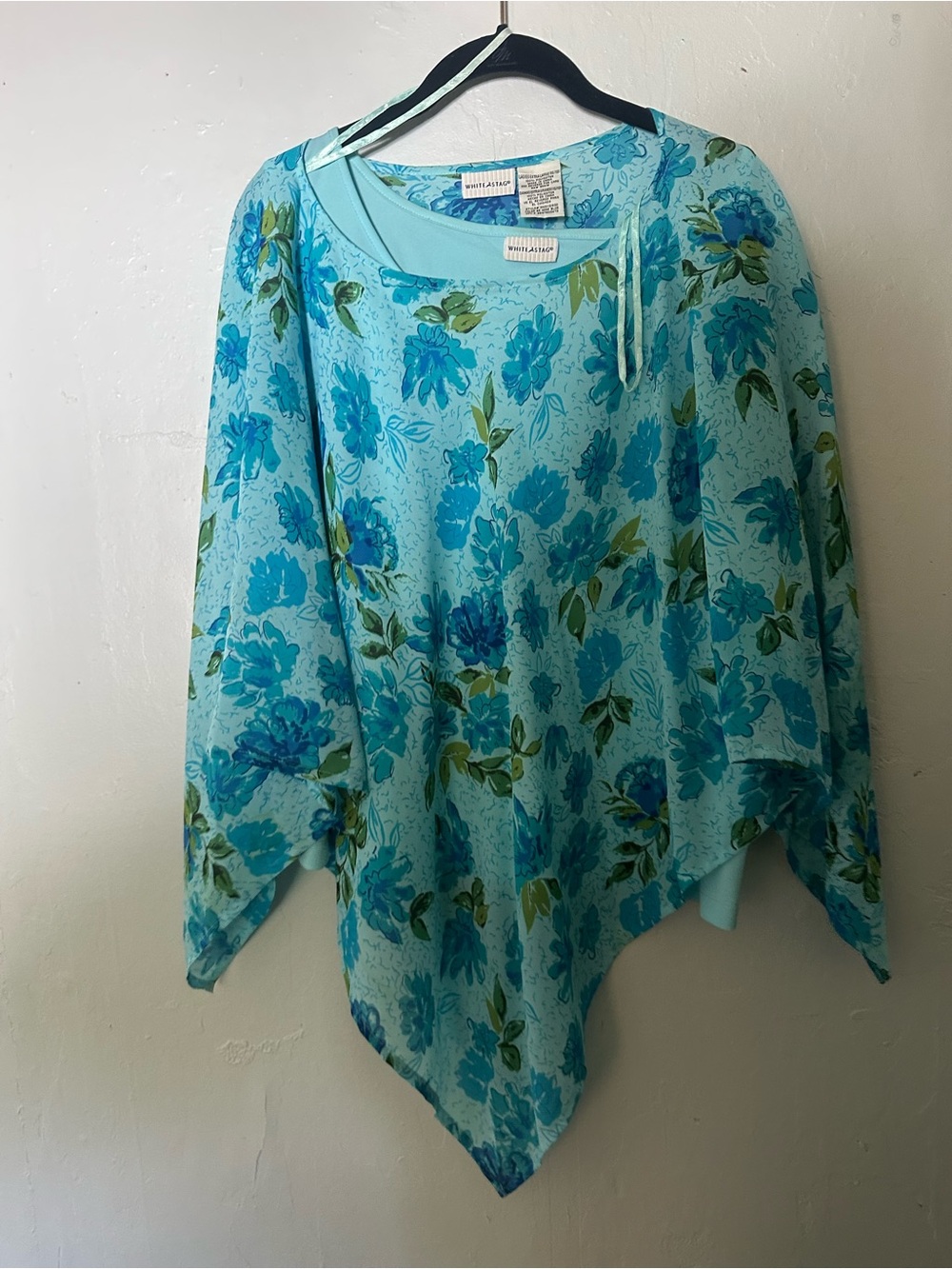 White Stag Light Blue Floral Poncho Top with tank top also 2piece set